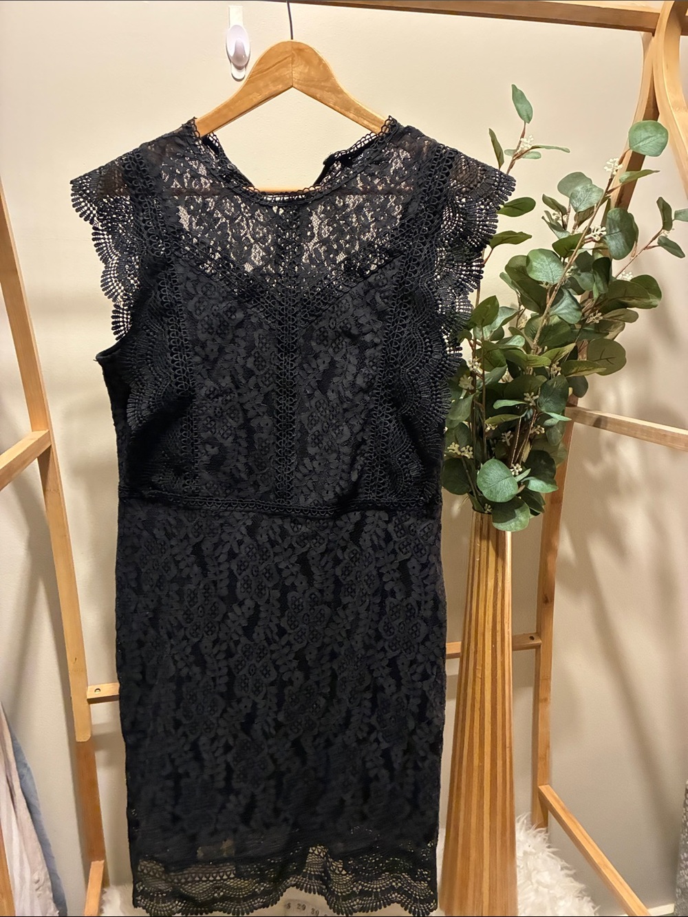 Only Black Lace Cap-Sleeve Sheath Dress
